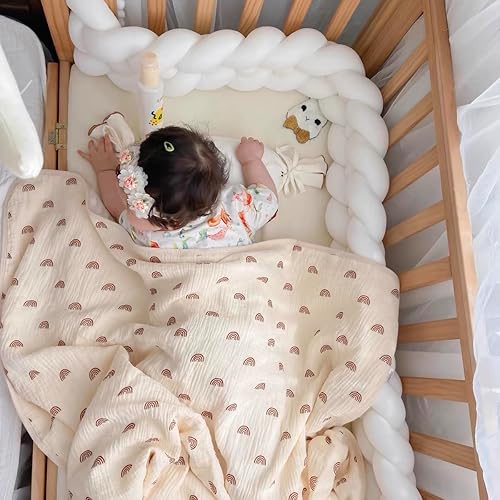 Miniatura 8 de Manta de bebé unisex para niños y niñas, suave Minky con respaldo punteado de doble capa y parte delantera de muselina de algodón, 39 x 43 pulgadas