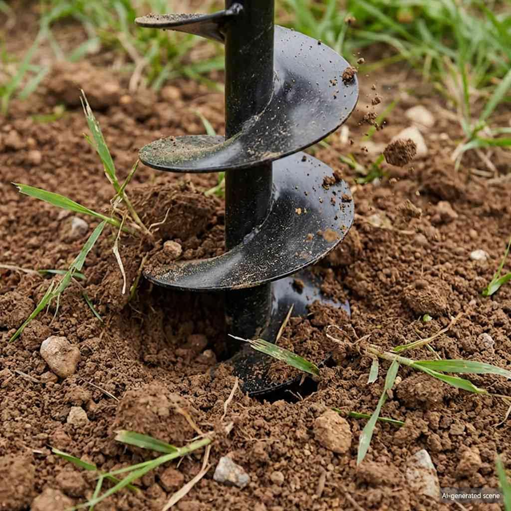 Erdbohrer mit Griff 80 mm Schneckenbohrer und 5 m Verlängerungsrohr aus stabilem Stahl für Garten, Erde, Pflanze, Baum, Zaun und Pfosten mit Schrauben und Zubehör