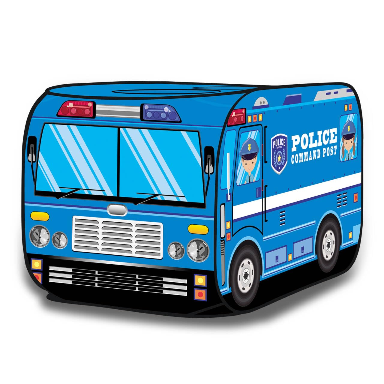 deAO Police Truck Foldable Play Tent -Children Play House Indoor Outdoor Play Toy Great Gift for Kids