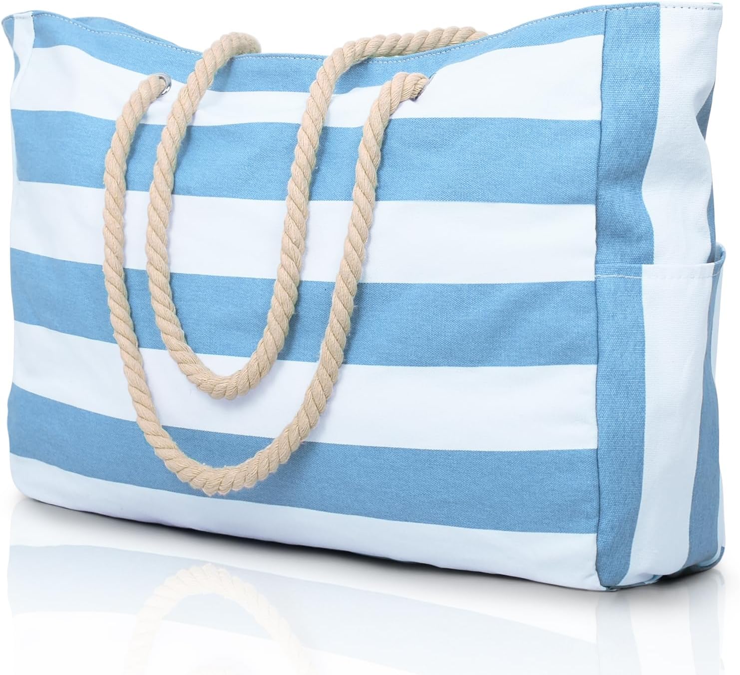 Becokan Beach Bag Large Beach Tote Bag for Women Waterproof Sandproof Swim Pool Bag With Zipper