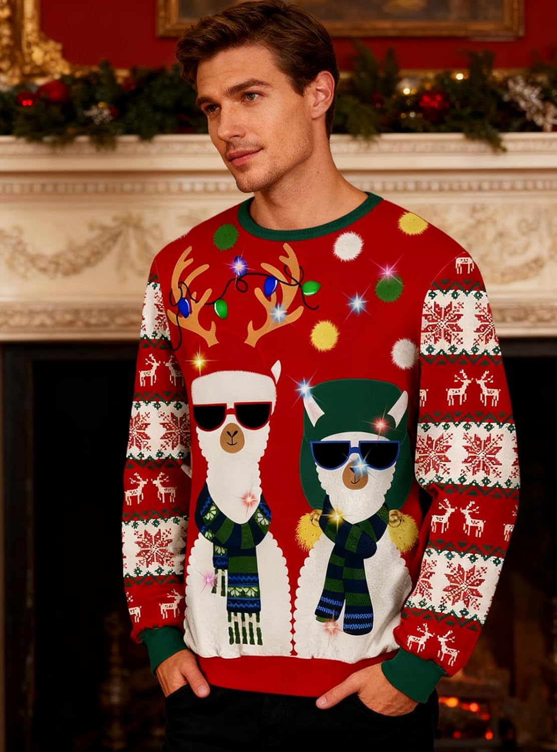 RAISEVERN Men's Light Up Ugly Christmas Sweater Knitted Pullover Tops - Image 7