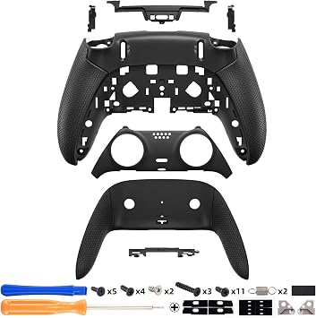 eXtremeRate Beyond-ARC Rubberized Grips Front Back Cover Shell Kit Compatible with p s 5 Edge Controller, Replacement Repair Front Bottom Decorative Trim Shell Rear Plates - Black