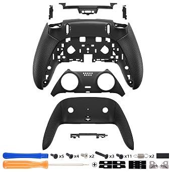 eXtremeRate Beyond-ARC Bottom Shell Kit Compatible with p s 5 Edge Controller with Rubberized Grip, Replacement Front Back Decorative Trim Shell Rear Plates - Black