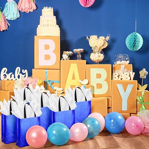 Miniatura 7 de Sweetude Juego de 12 bolsas de regalo reutilizables brillantes para dama de honor, no tejidas con papel de seda para bodas (10 x 8 x 4 pulgadas,