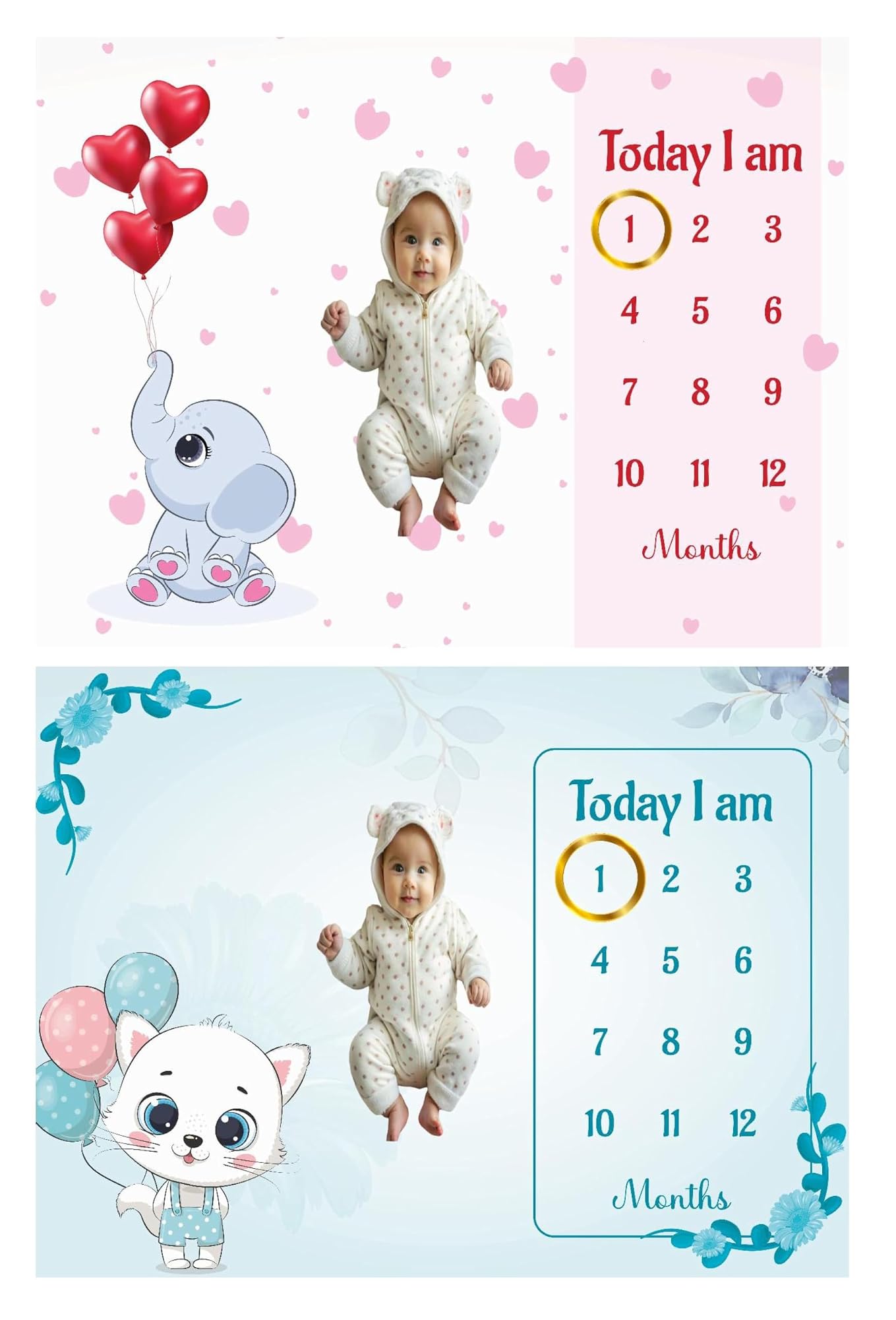 Baby Monthly Milestone Blanket Combo, Moon & Night Theme