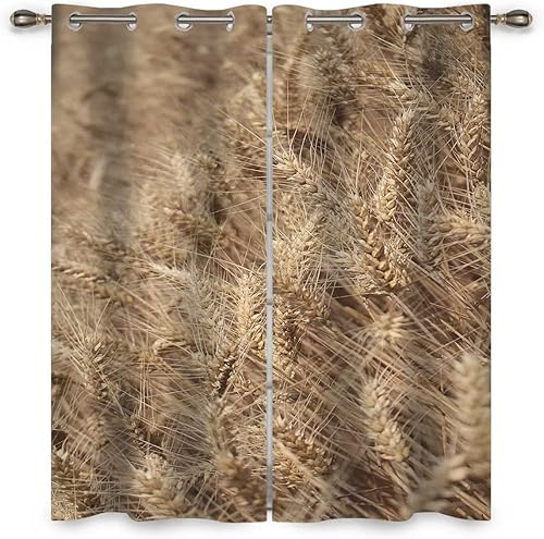 Miniatura 1 de Cortina de cuentas de cosecha de trigo para puerta, 2 paneles de cortinas extra anchas opacas de 72 pulgadas de ancho x 72 pulgadas de alto