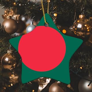Christmas Ornaments 2023 Bangladesh Christmas Tree Ornament State Map Flag Christmas Ornaments State Flag Travel Collectible Gift for Xmas Party Decorations Ceramic Star 3" White