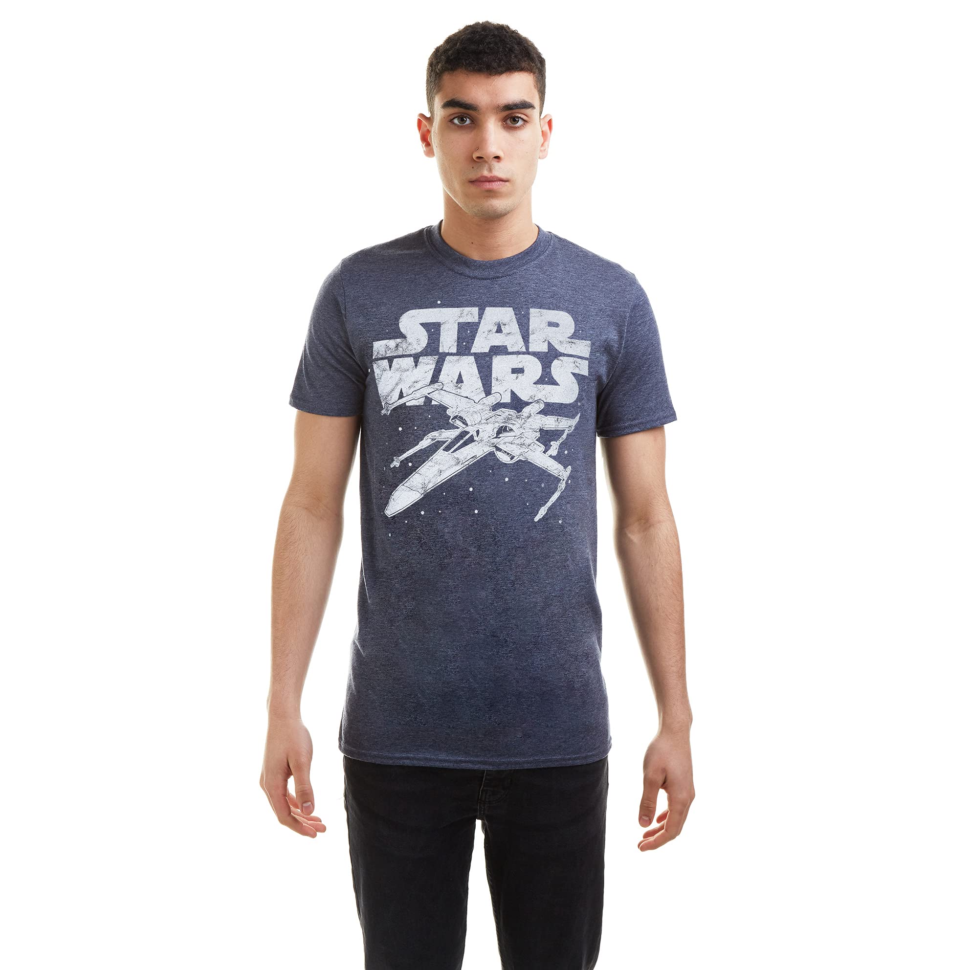 Star Wars Men's X-Wing Logo T-Shirt, Heather Navy, X-Large