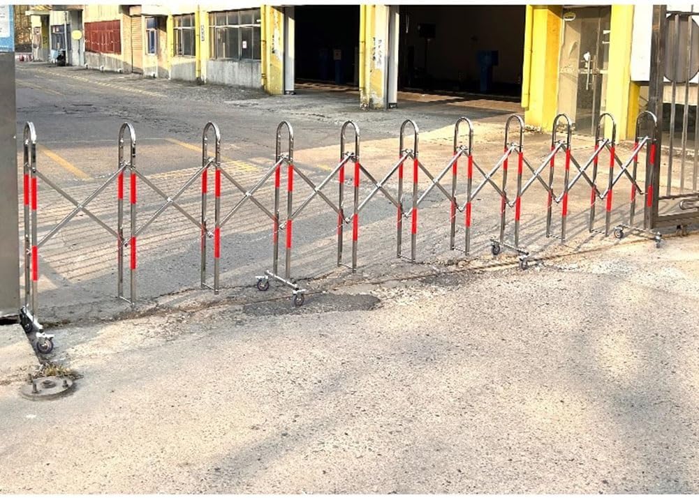 Adjustable Stainless Steel Mobile Barrier Gate - 1.2x5m Expandable Traffic Fence for Parks, Garages, Hospitals - Durable Crowd Control Security Solution