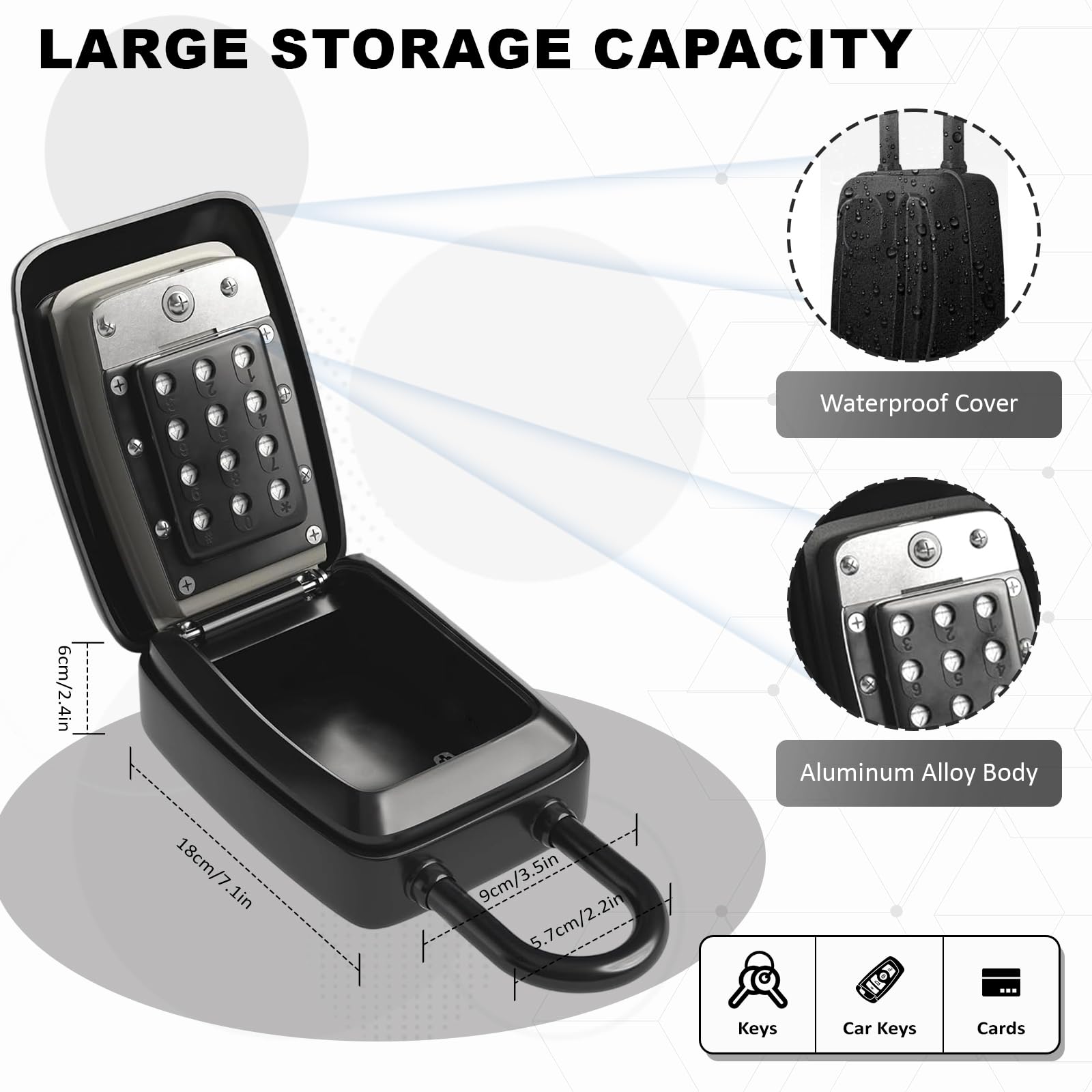 Key Safe Padlock Style Outdoor, Police Approved 12-Digit Combination Lock Box - Image 2