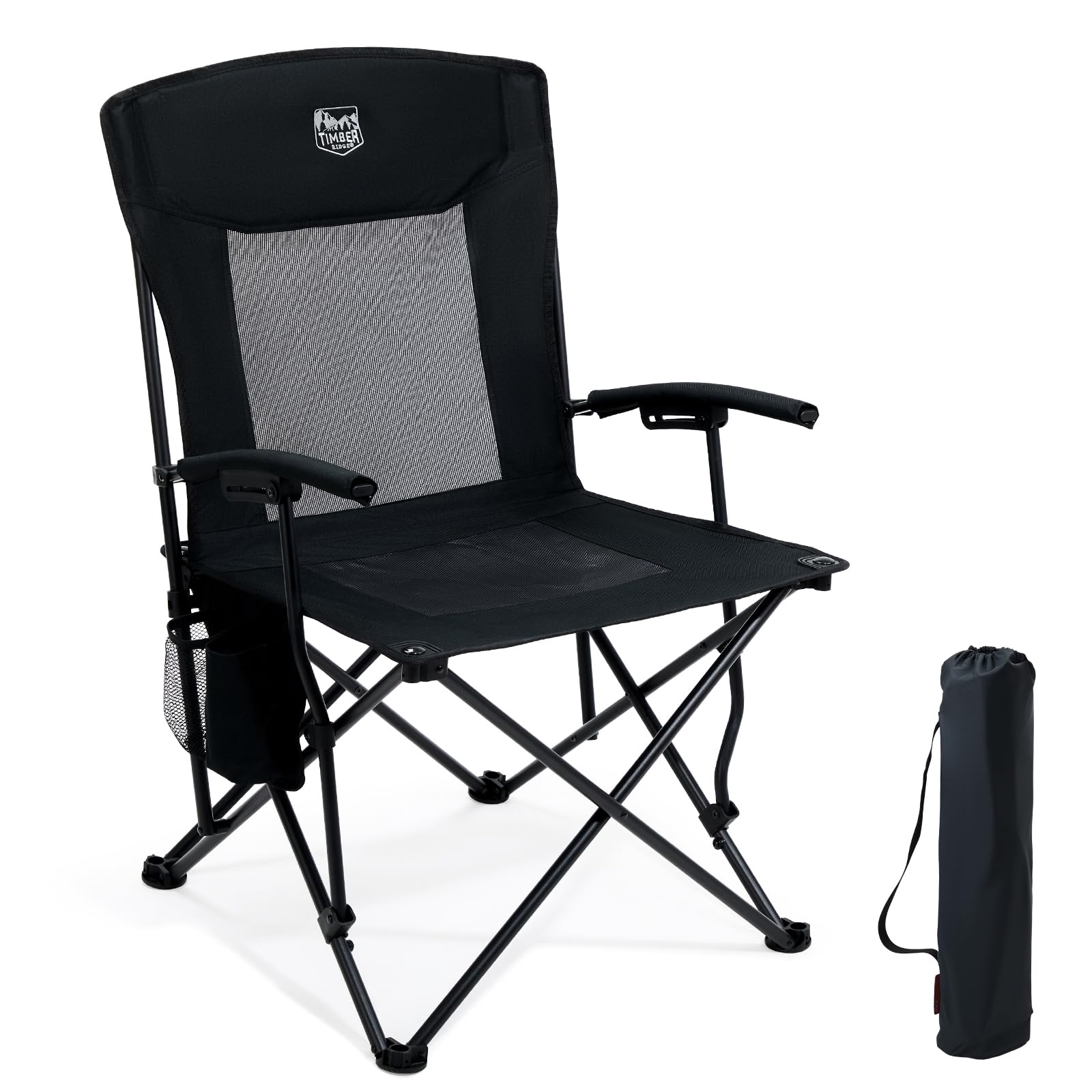 TIMBER RIDGE Campingstuhl Faltbar Leicht Klappstuhl 150 kg Belastbar mit Netzrücken Outdoor Bequem, Tragbar Strandstuhl Anglerstuhl für Festival, Angeln, Garten, Picknick, Balkon