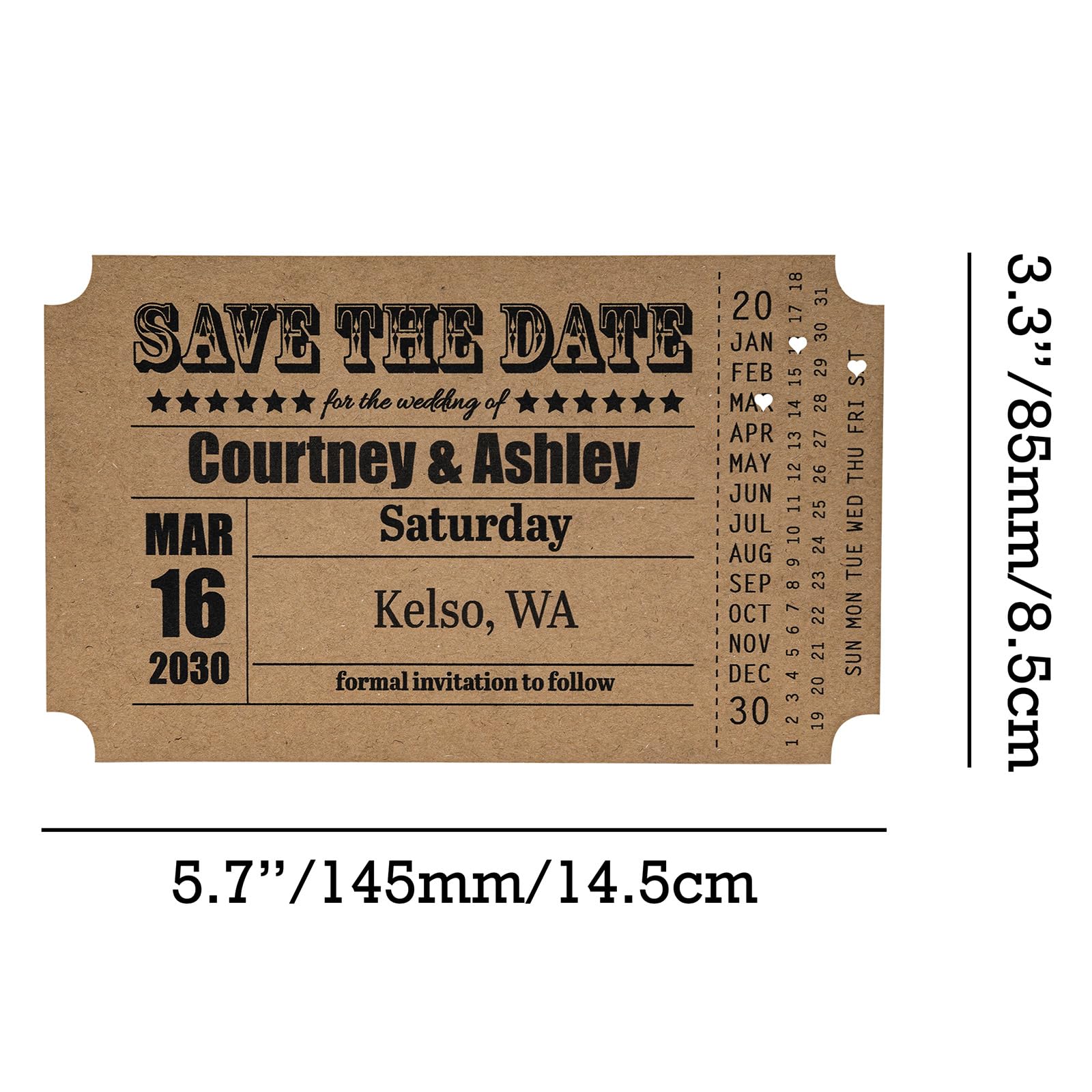 Rustykalny brązowy kraft vintage 'My Big Day' bilet ślub Save The Date Cards (60)