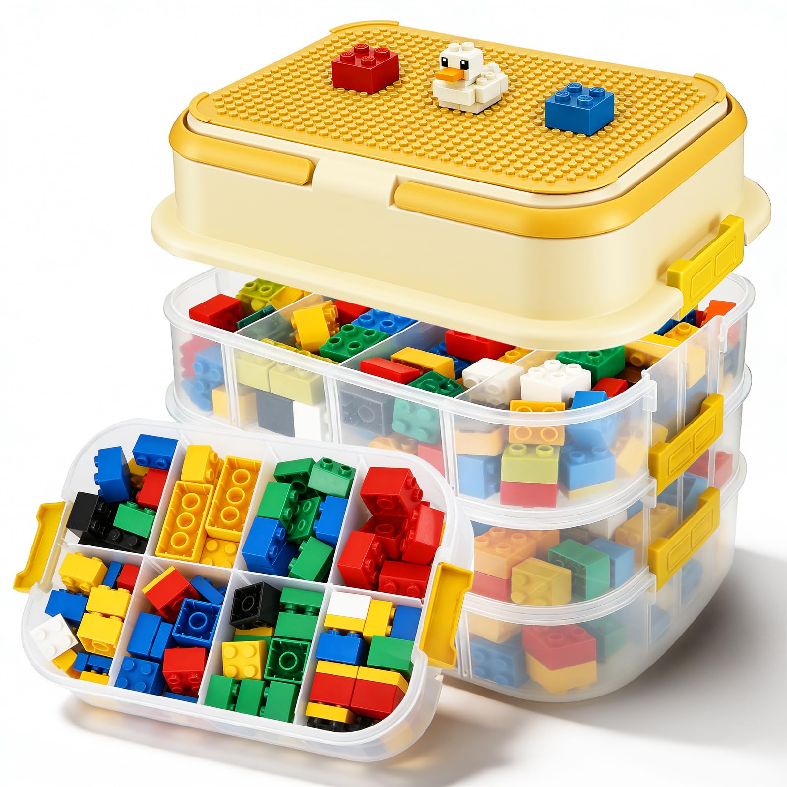 Boîtes de rangement de briques à 4 niveaux avec système de tri et couvercle pour blocs