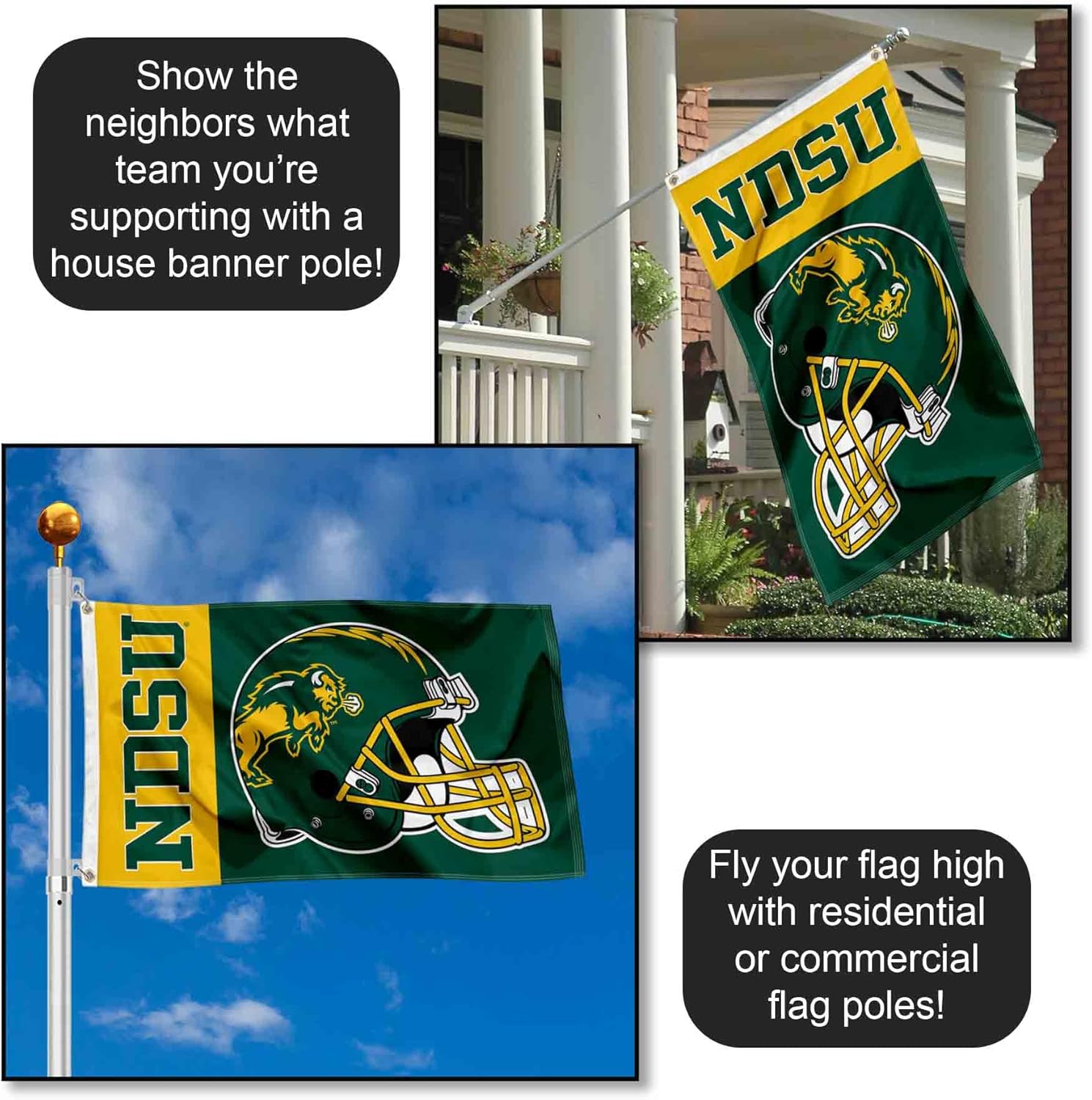 North Dakota State Bison Football Helmet 3x5 Flag