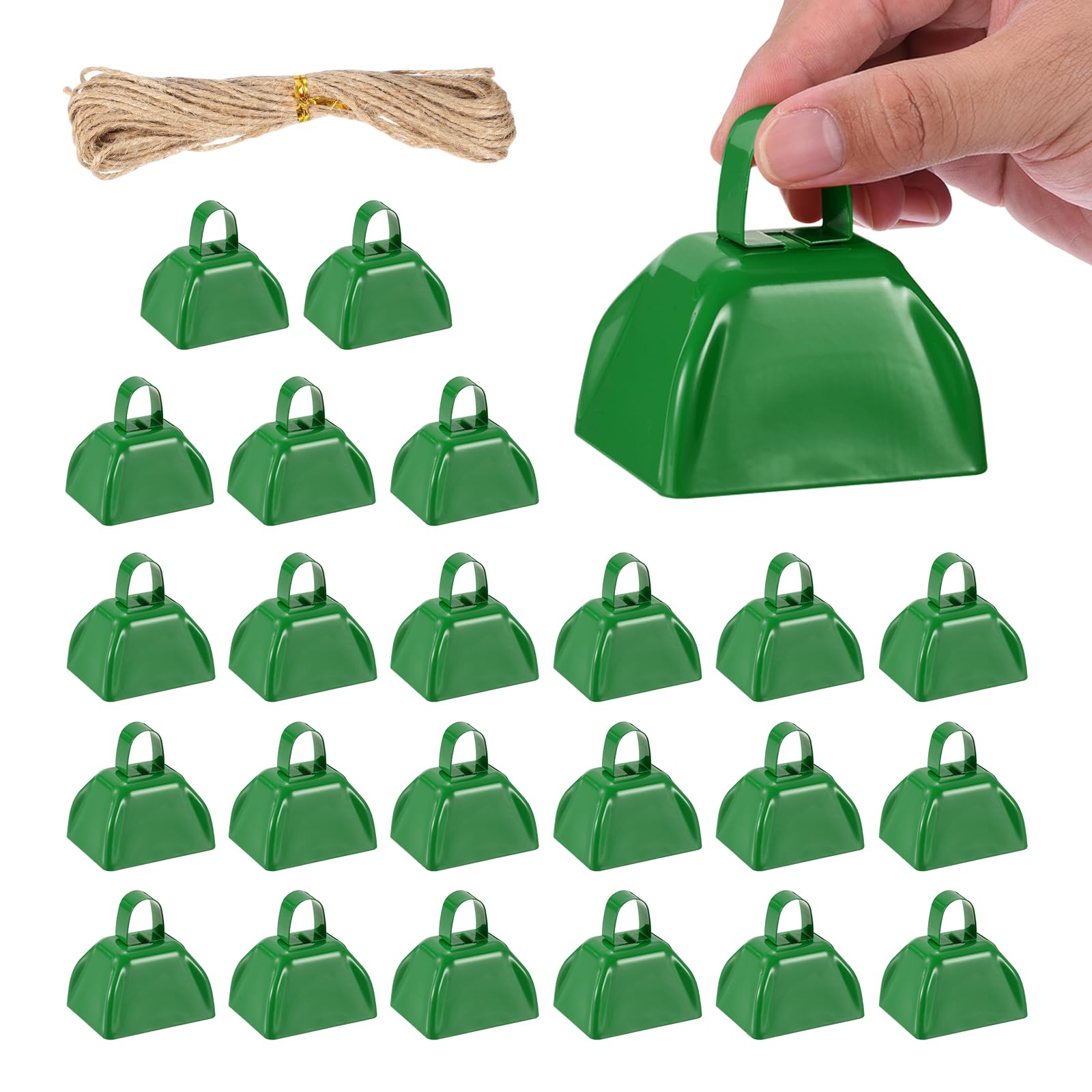 PATIKIL 24 Pezzi Campanacci Per Partite Di Football, Campanacci Da 3 Pollici Per Eventi Sportivi All'ingrosso Strumenti Rumorosi Metallici Con Corda Per Tifo Matrimonio, Verde