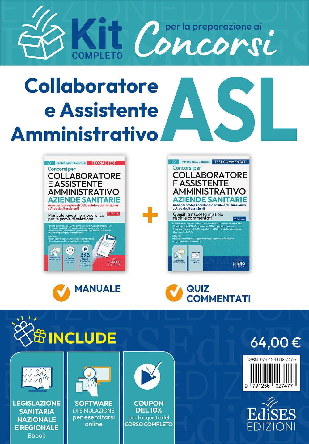 Concorsi collaboratore e assistente amministrativo aziende sanitarie. Kit completo per la preparazione. Con software di simulazione