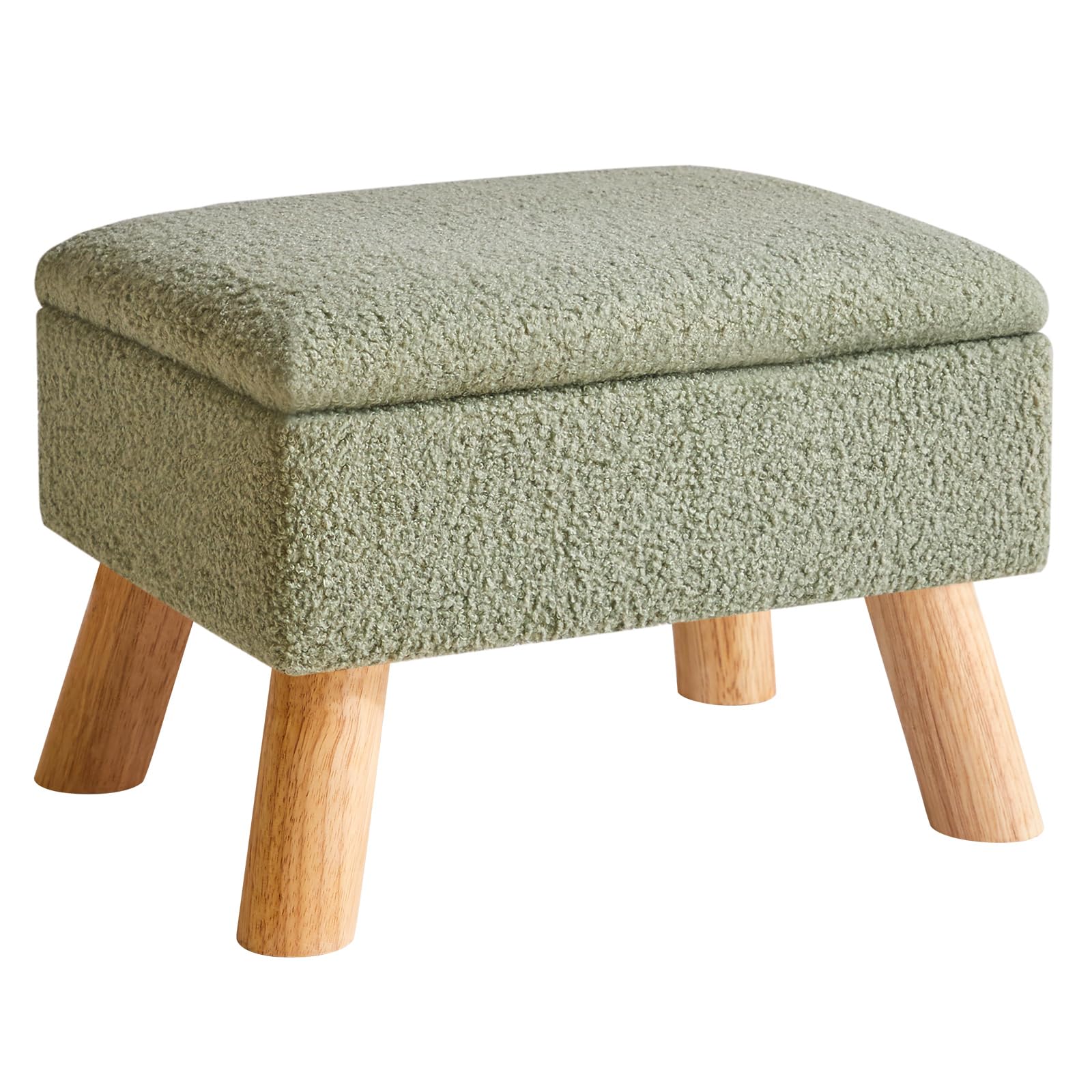 YMYNY Ottomano di Stoccaggio, Pouf Poggiapied, Piccolo Sgabello Con Gambe In Legno Robusto, Sgabello Contenitore Con Sedile Imbottito Per Soggiorno Camera Da Letto Ingresso 40 ×30 ×28CM Verde HBD042GR