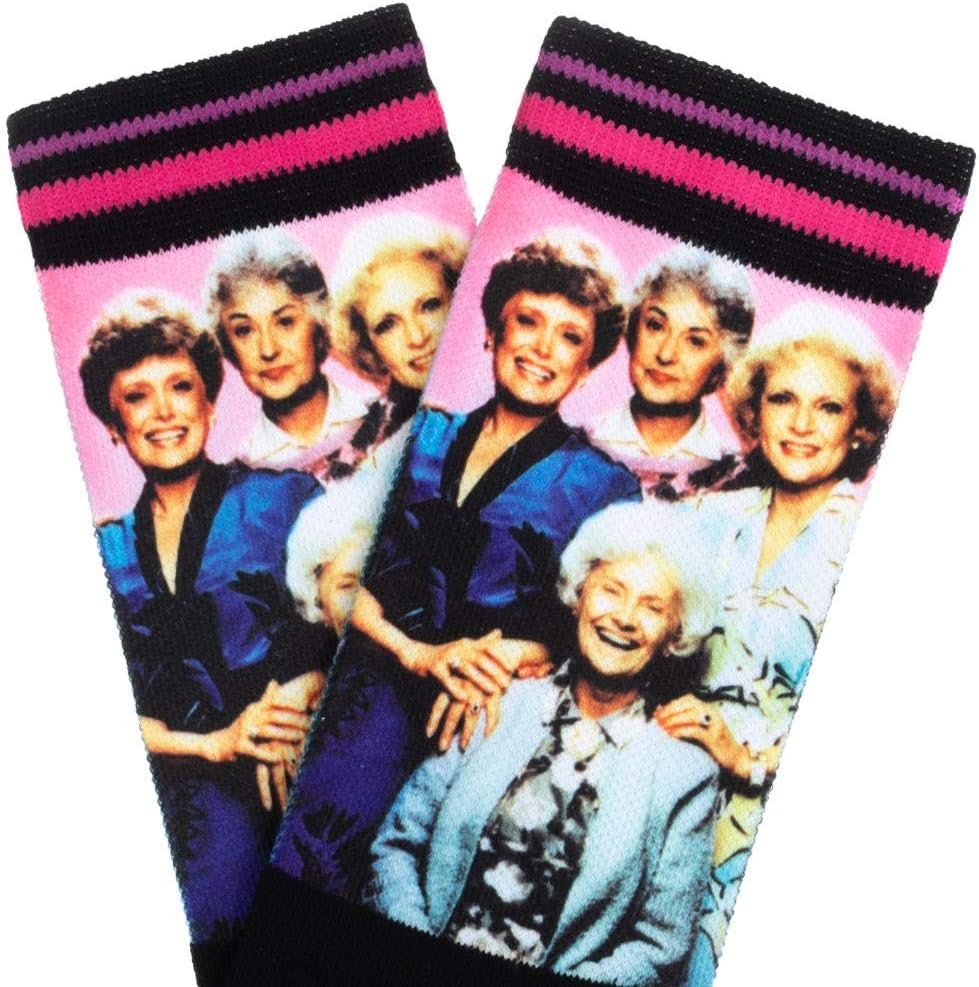Bioworld Mens Golden Girls Athletic Pink & Black Crew Socks - Image 4