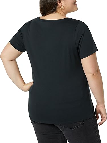 Miniatura 3 de Tienda Essentials Camiseta de manga corta 100% algodón con cuello redondo para mujer (disponible en tallas grandes), paquete de 2