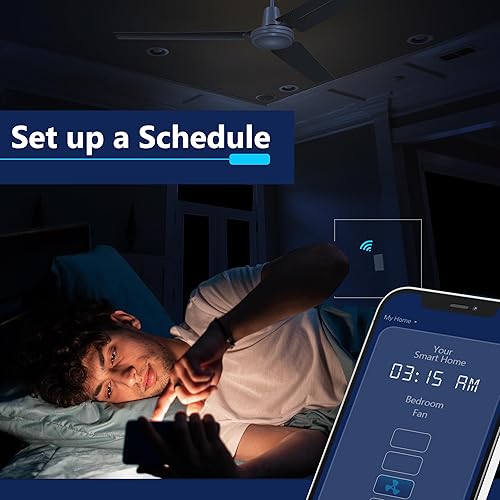 Miniatura 6 de LIDER Interruptor de ventilador inteligente, interruptor de control de ventilador Wi-Fi de 4 velocidades, solo polo, interruptor de ventilador de