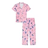 girls 2-piece Loose-fit Button Down Matching Pajama Set, Soft & Cute for Kids