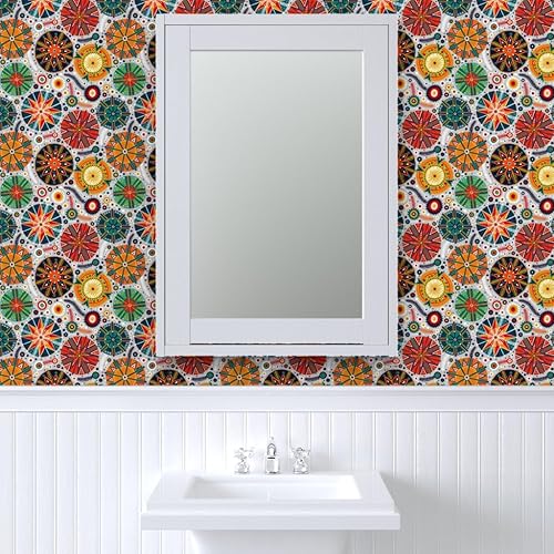 Miniatura 9 de Spoonflower Removable Wallpaper 3ft x 2ft - Pysanky Colorful Colourful Ornament Abstract Circles Dots Psyanky Custom Pre-Pasted Wallpaper