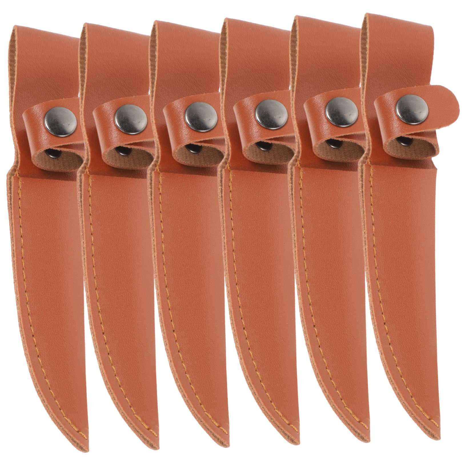 OUNONA 6pcs PU Leather Knife Protectors Cutter Sleeves for Kitchen Knives Easy to Use Covers for Vertical Carry for Home