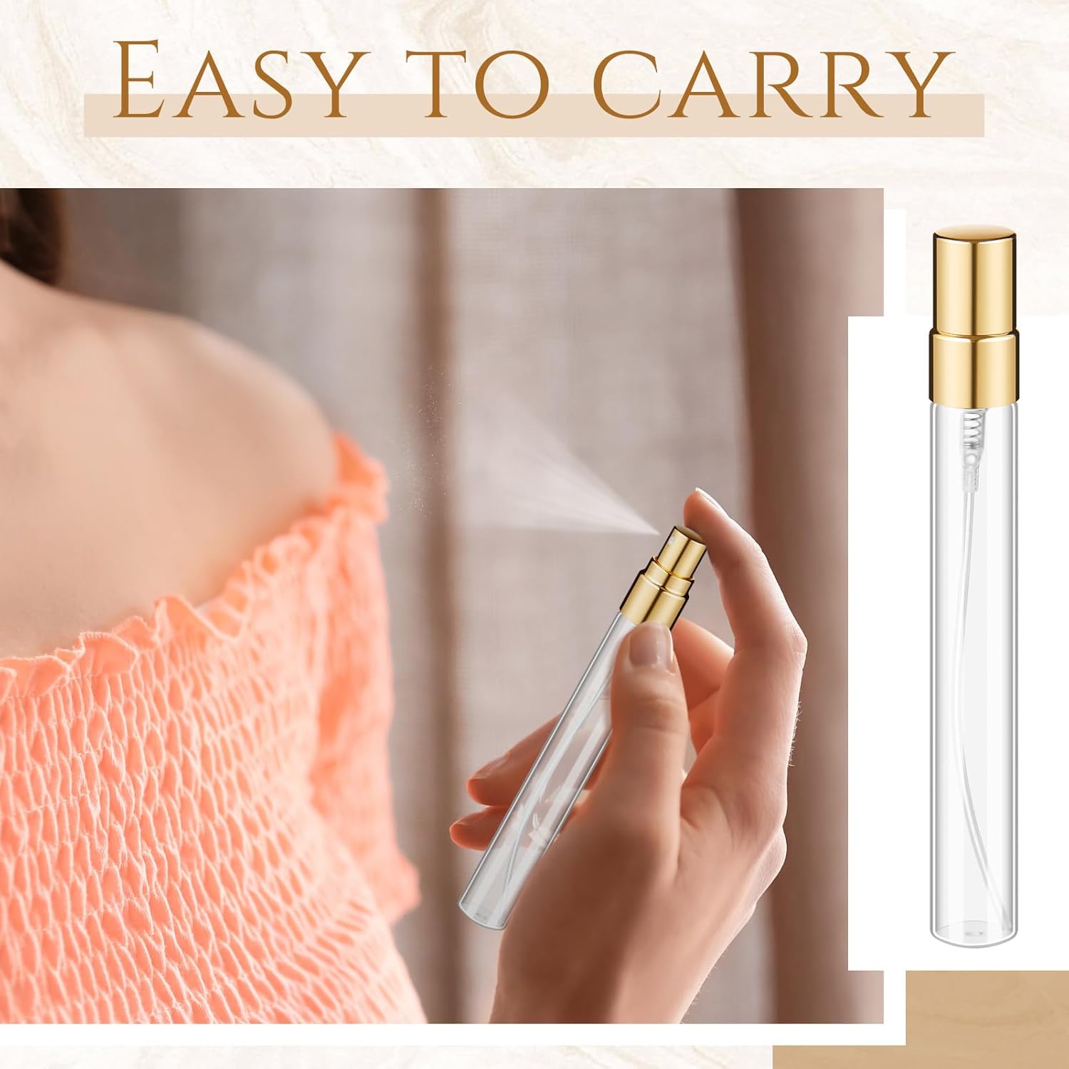 Domensi 60 Pcs 10ml Mini Perfume Bottle Fine Mist Atomizer Glass Refillable Bottles Decants Bulk for Perfumes Travel Glass Container with Atomizer Pump Kit for Toiletries Fragrance Liquid (Clear)