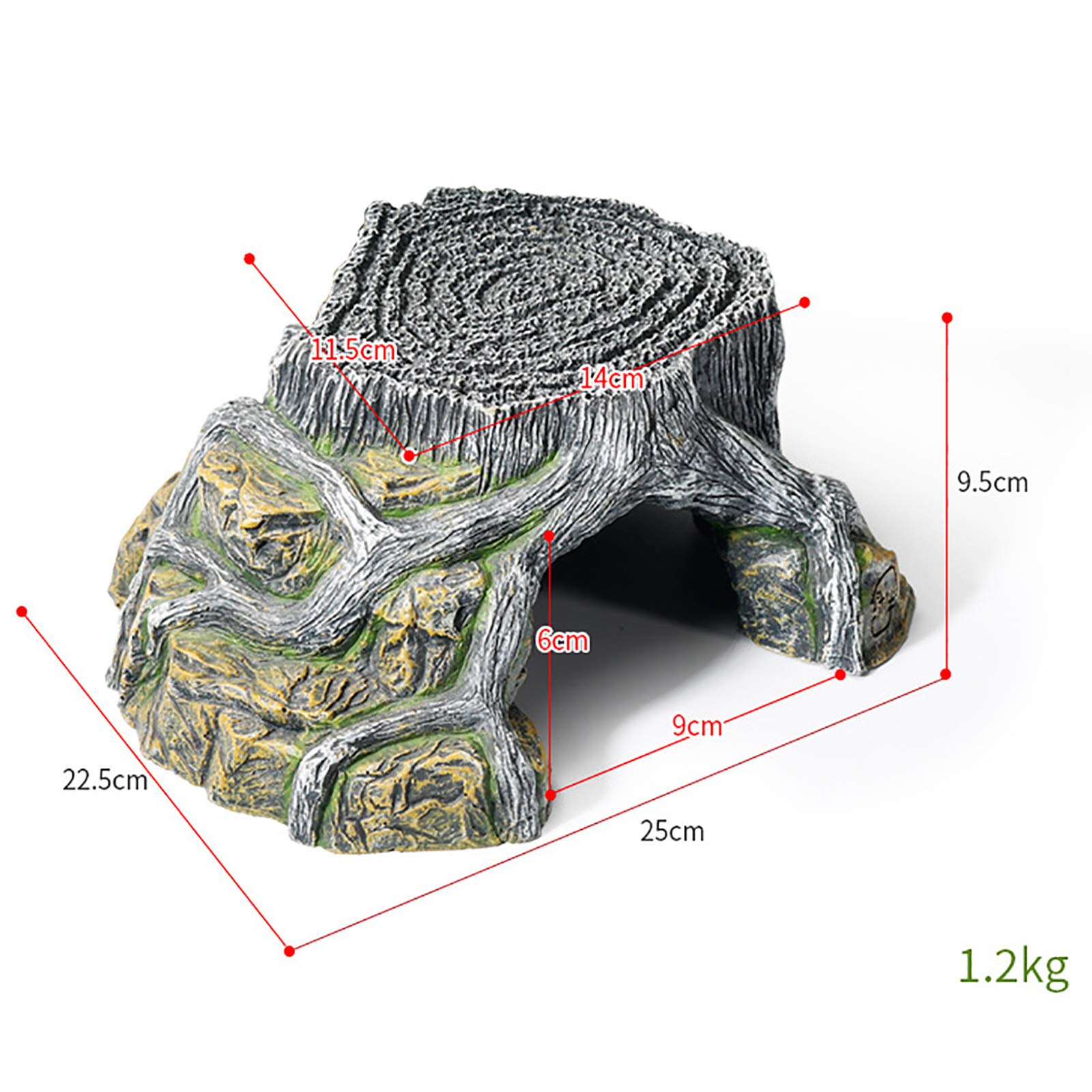 Cueva de terrario de Tortuga, Plataforma de Resina para Tomar el Sol, hábitat Oculto, Adorno de decoración de terrario de Acuario para lagartos pequeños, Tortugas, Anfibios,M:25 * 22.5cm