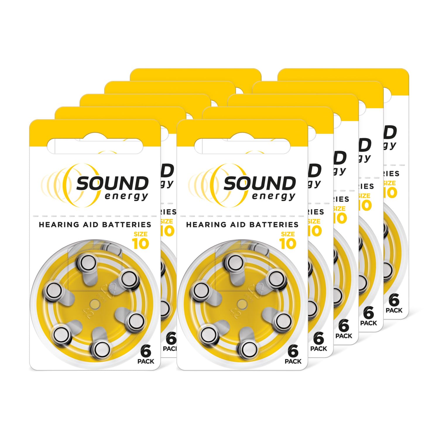 Energizer Sound Energy Hearing Aid Batteries Size 10 (60 Pack) – Long Lasting Zinc Air Power, 4 Year Shelf Life, Easy Installation, Mercury & Cadmium Free, Made in UK