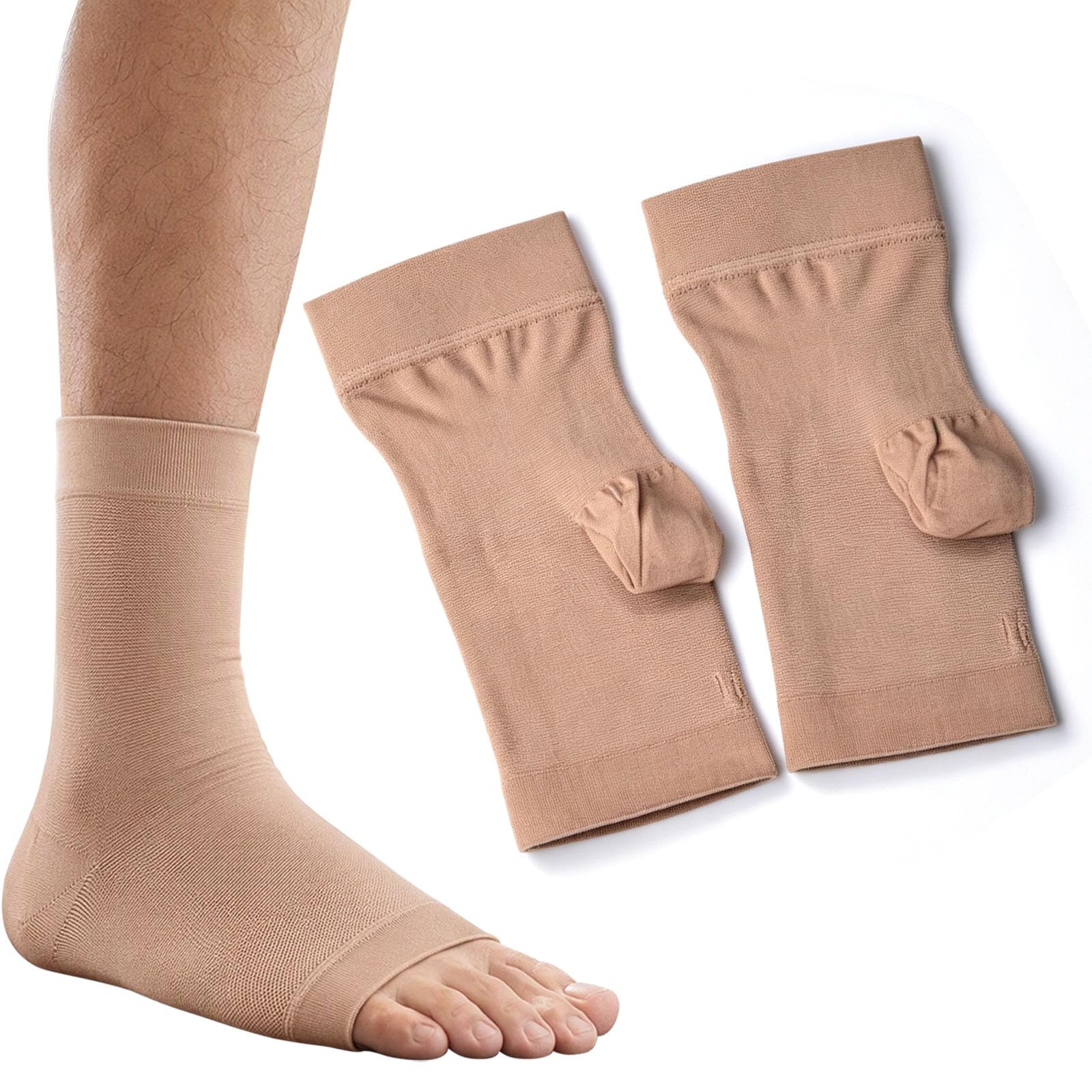 2 Pairs Ankle Compression Socks for Women and Men, Breathable Ankle Support Brace for Swollen Feet, Achilles Tendonitis, Plantar Fasciitis Relief, Flight Socks for Sports and Recovery