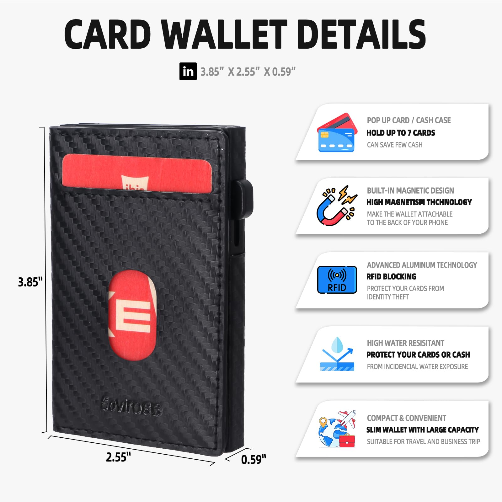Sovirose Rfid Mens Wallet, Slim Card Holder for Men, Credit Card Case Money Clip