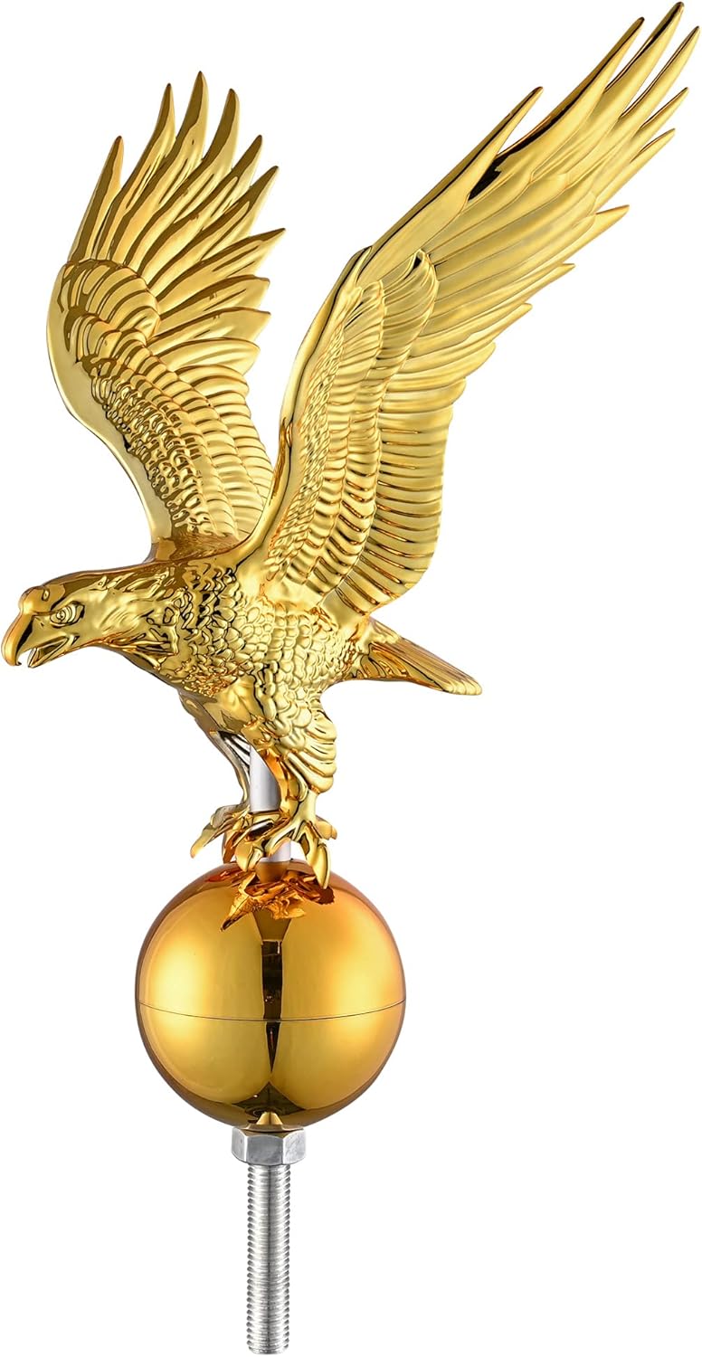 Yescom Flagpole 14 Eagle Topper Gold Finial Ornament for 20/25/30Ft Telescopic Pole Yard Outdoor