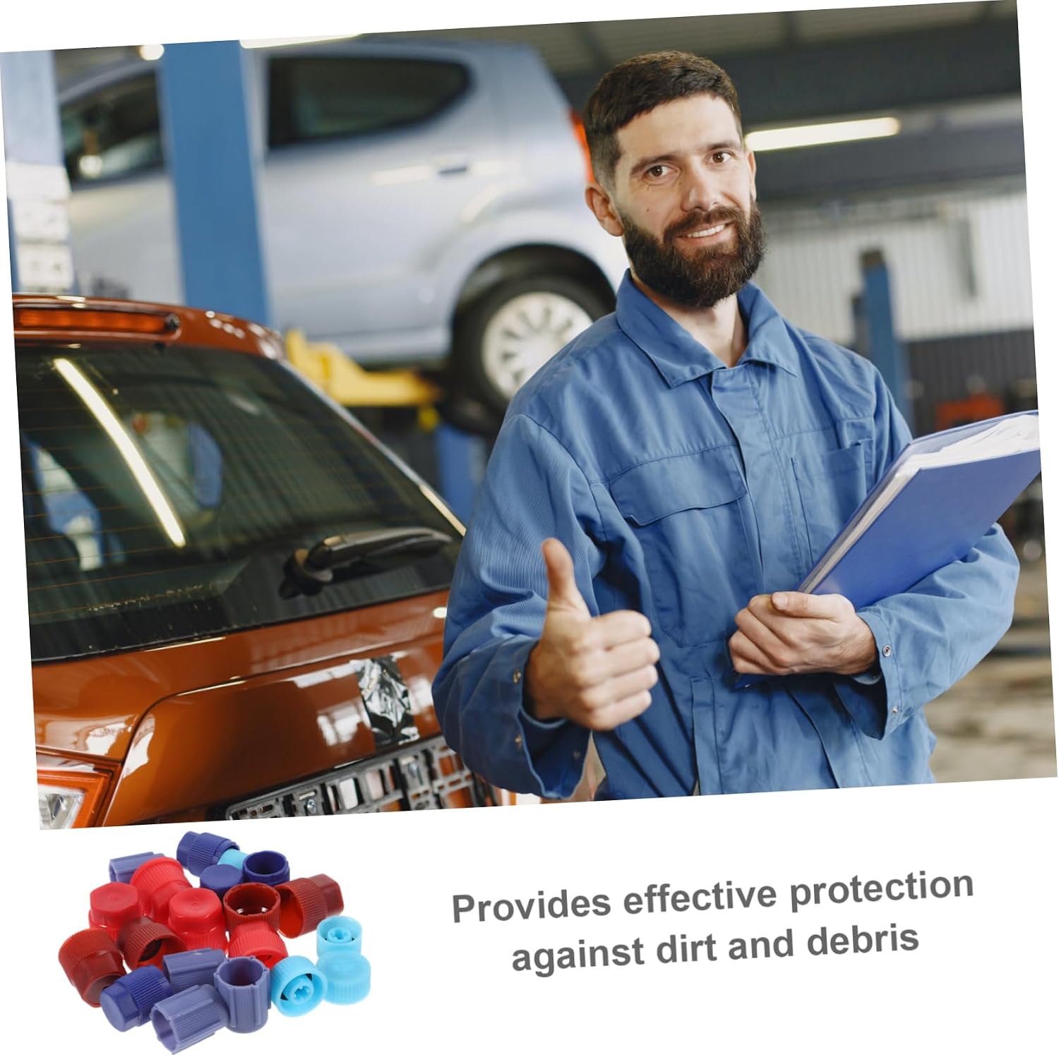 Unomor 1set Air Conditioning Charging Port Caps for Vehicle Maintenance Valve Core Caps Easy to Install Remove Compatible Multiple Systems Essential Repair Accessory