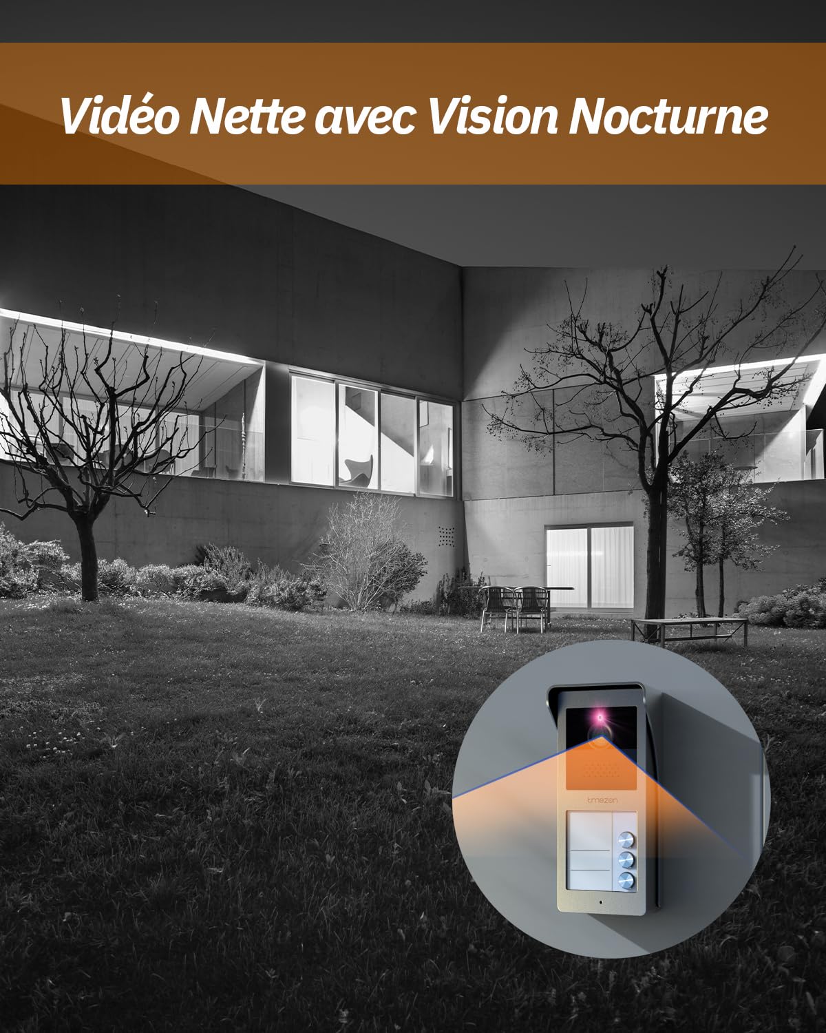 TMEZON Visiophone Connecté à 2 Fils, Kit Interphone Vidéo Filaire avec 3 Moniteurs,Ecran TFT Couleur 7’’,Platine de Rue avec Caméra,Sonnette Vidéo Extérieur,Vision Nocturne,3 Familles/Appartements