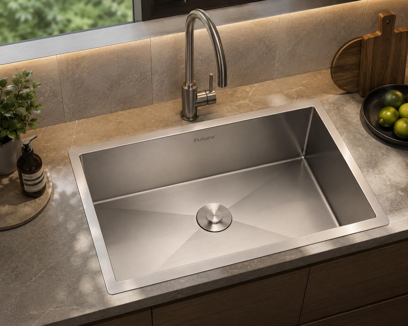 Futura FS 2418 HM Handmade SS304 Single Bowl Kitchen Sink 24x18x9 | Silver Matte Finish, 609x457x225 mm, 9 Inch Deep Bowl, Top/Flush/Undermount, Modular Kitchen Use-image-43