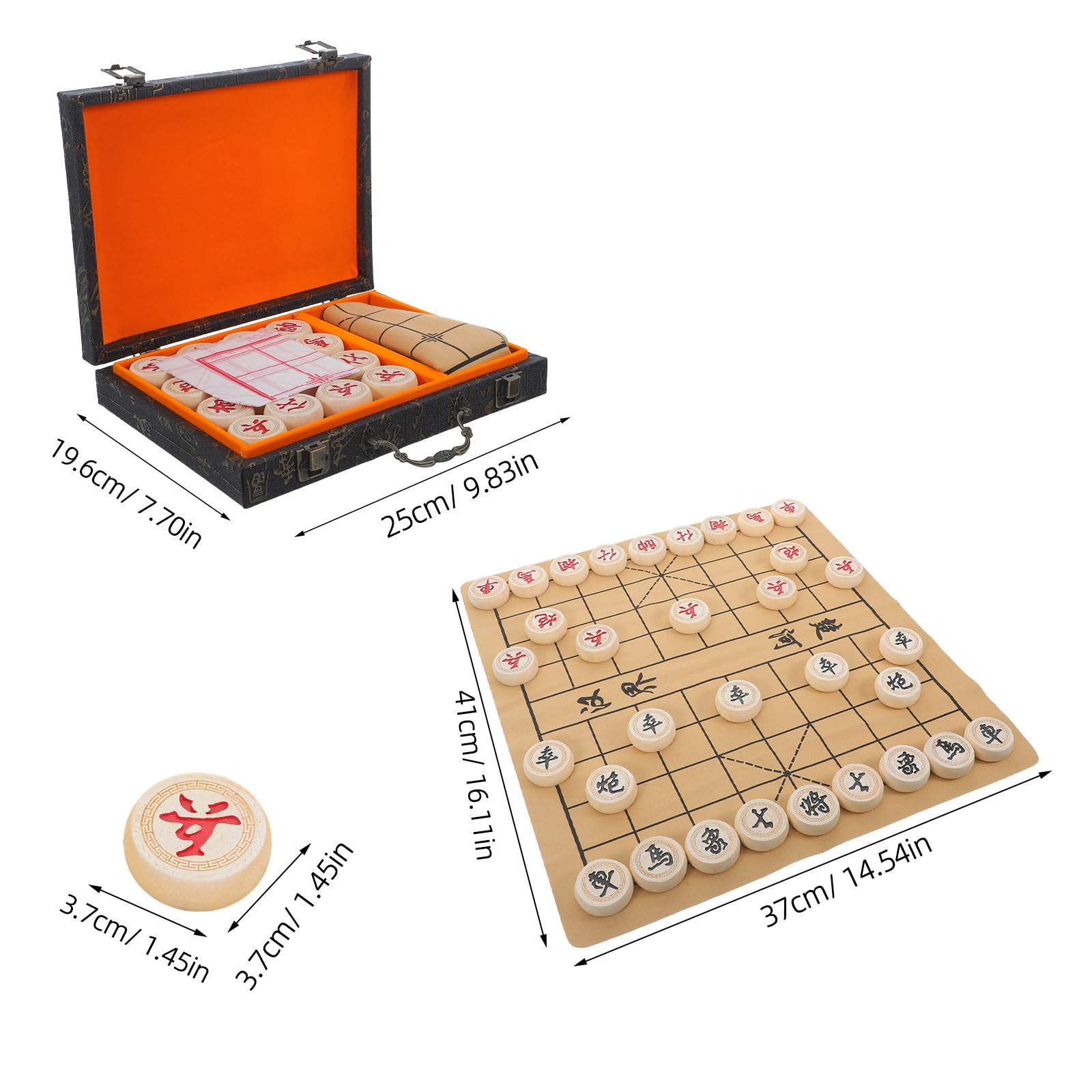 Toddmomy Juego de Ajedrez de Madera Maciza con Tablero PU y Caja de Madera de Palo de Rosa, Portátil y Decorativo para Estudio y Viaje