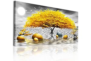 Chic and Abstract Yellow Wall Art for Bedroom