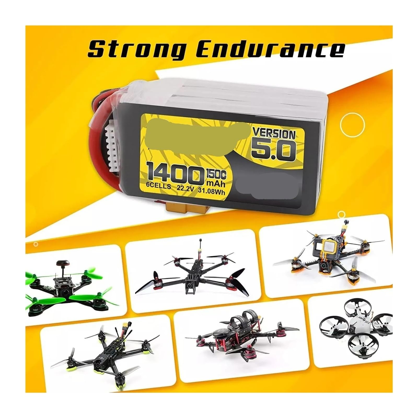 Quadricottero RC Drone Da Corsa FPV 3S/4S/6S XT30 XT60 | Batteria Lipo 5.0 V5 150C 850 1050 1200 1300 1550mAh(4S 850mAh XT30)