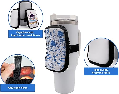 Miniatura 3 de Paquete de 10 bolsas de neopreno para botella de agua de sublimación con bolsillo con cremallera, para vasos de 40 onzas y bolsa de botella de agua