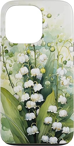 Funda de fondo para iPhone 13 Pro Beautiful Lily of the Valley Watercolor Pattern