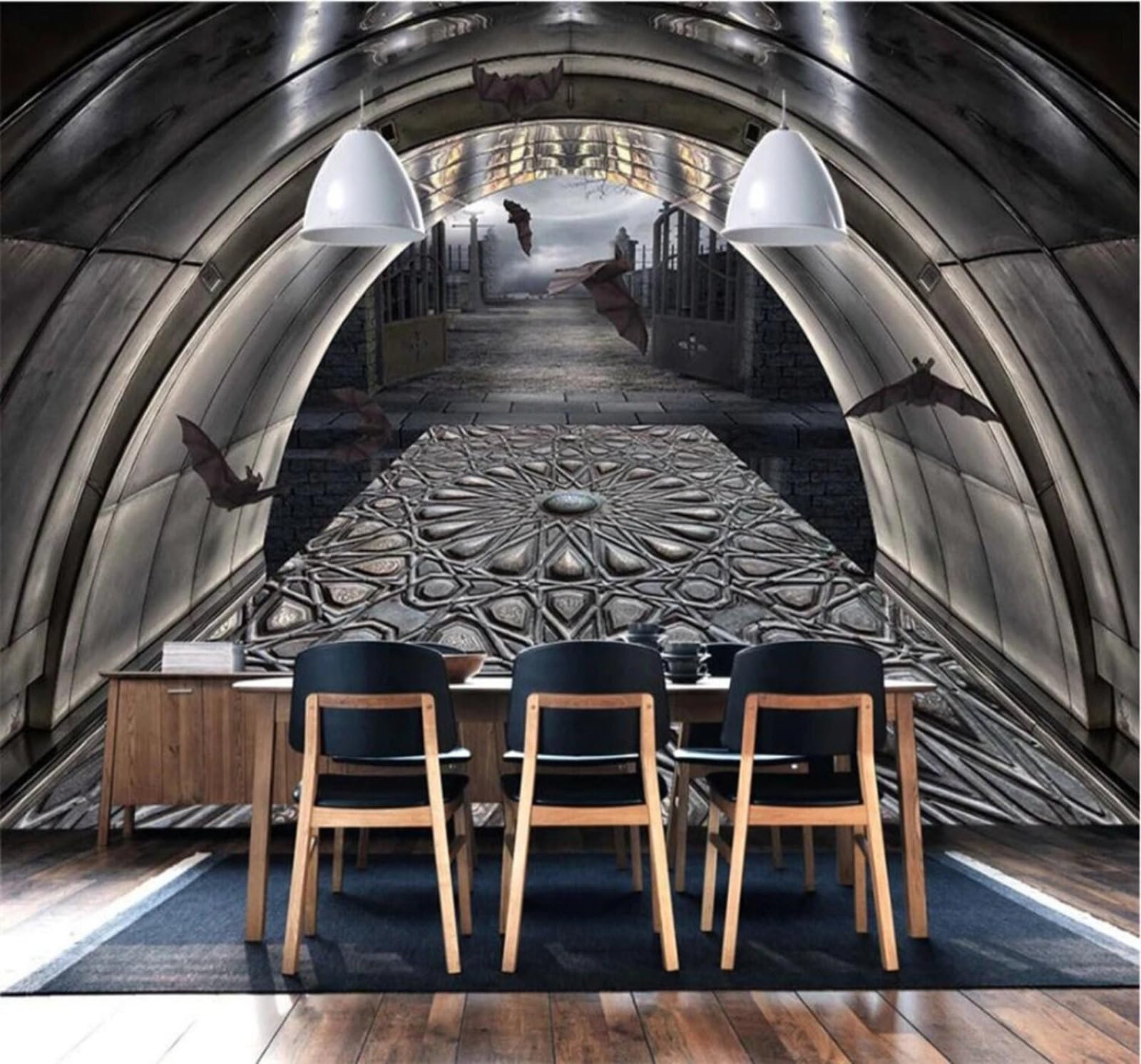 Xlming 250Cm×170Cm(B×H) Retro Nostalgic Three Dimensional Tunnel Spatial Extension 3D Wallpaper Luxury Home Dining Decor Paste Sofa Living Room The Wall For Bedroom Mural-250Cm×170Cm
