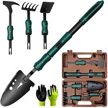 Grenebo Gardening Tool Gift Set, 4 Hand Tools with Case, Brown