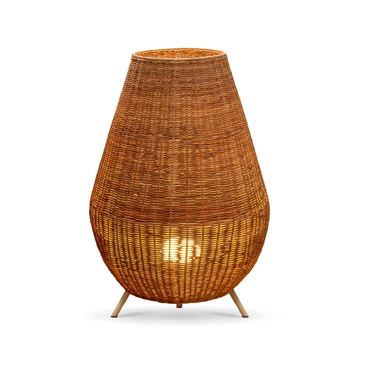 Moovere Lámpara de pie SAONA 70 cm con Cable Yute Luz Blanca + Mando a Distancia para Exterior e Interior para la Terraza, el Salón y el Patio