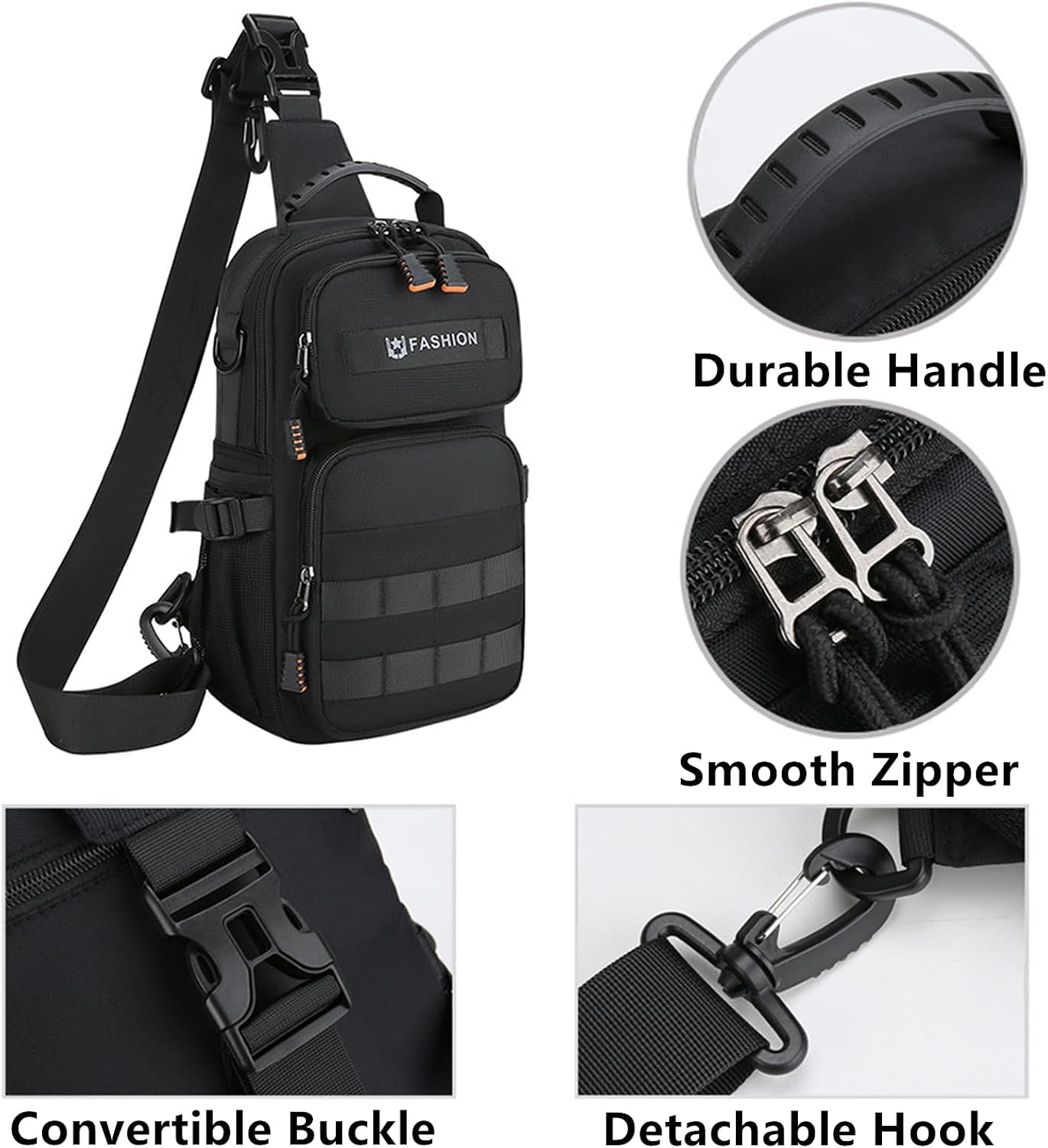O-TBOST Crossbody Sling Bag for Men Convertible Backpack Travel Chest Bag Hiking Daypack (Grey)