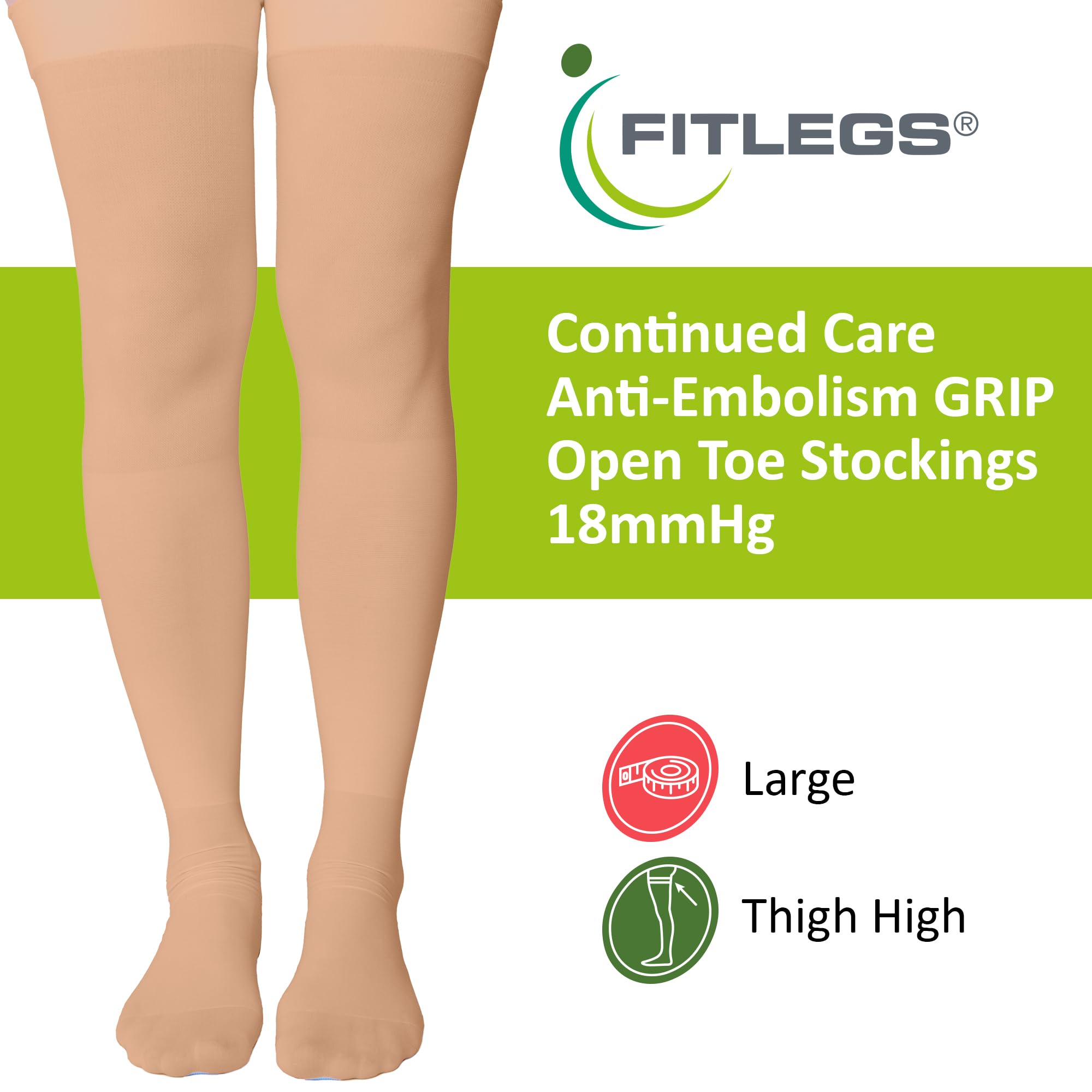 FITLEGS AES Grip, Thigh Length - Large - Beige - Image 2