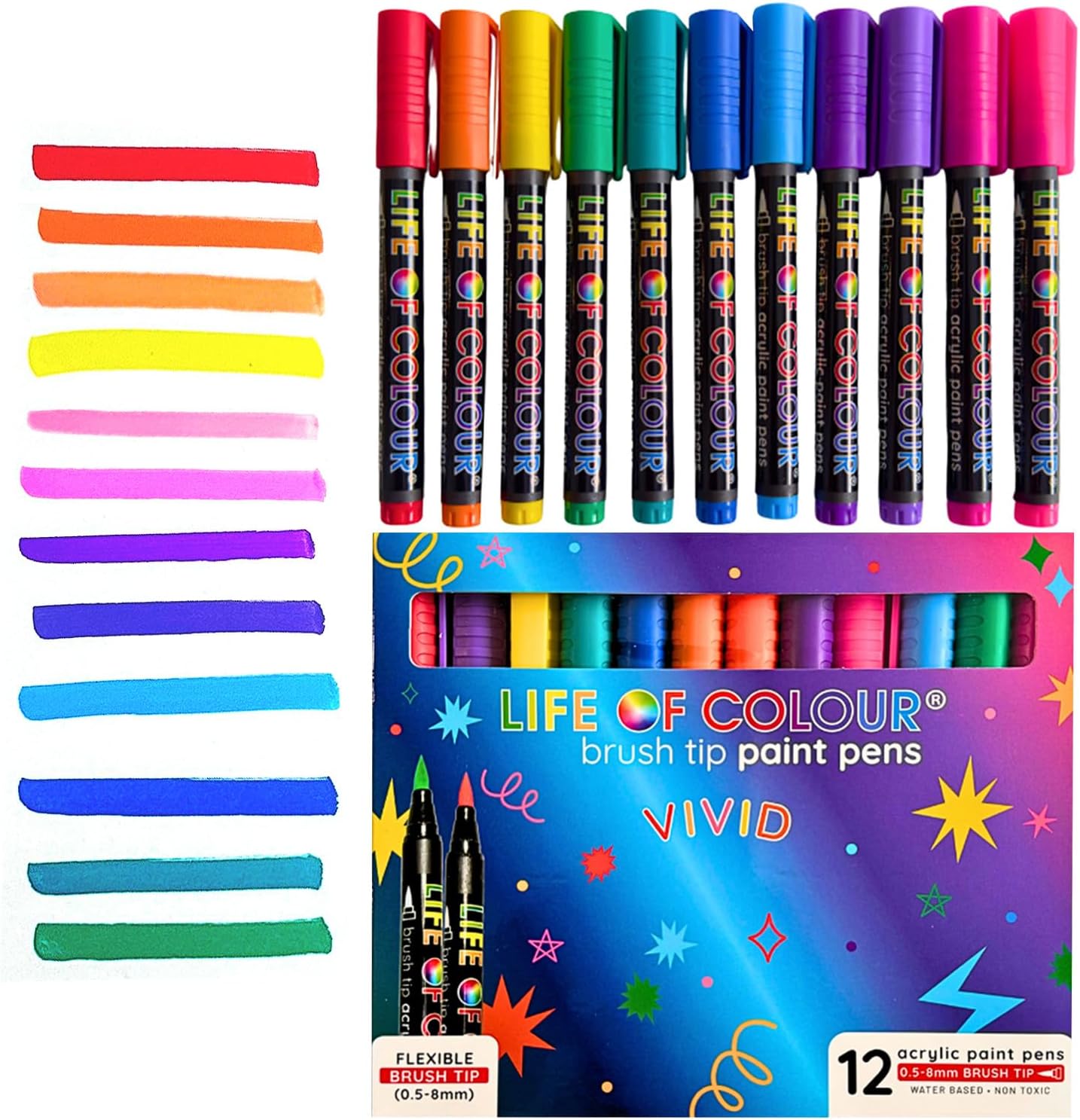 Life of Colour - Vivid Brush Tip Acrylic Paint Pens