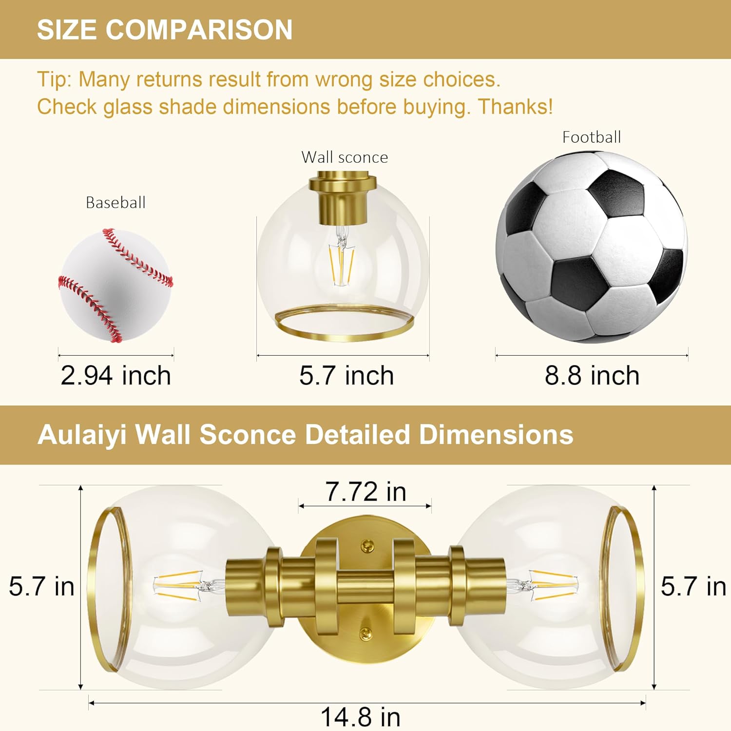 Bathroom Sconces Set of Two, Brushed Gold Wall Sconces with Clear Glass, Hardwired Modern Sconces Wall Decor Set of 2, Wall Light Fixtures for Bathroom Living Room Mirror Hallway Bedroom