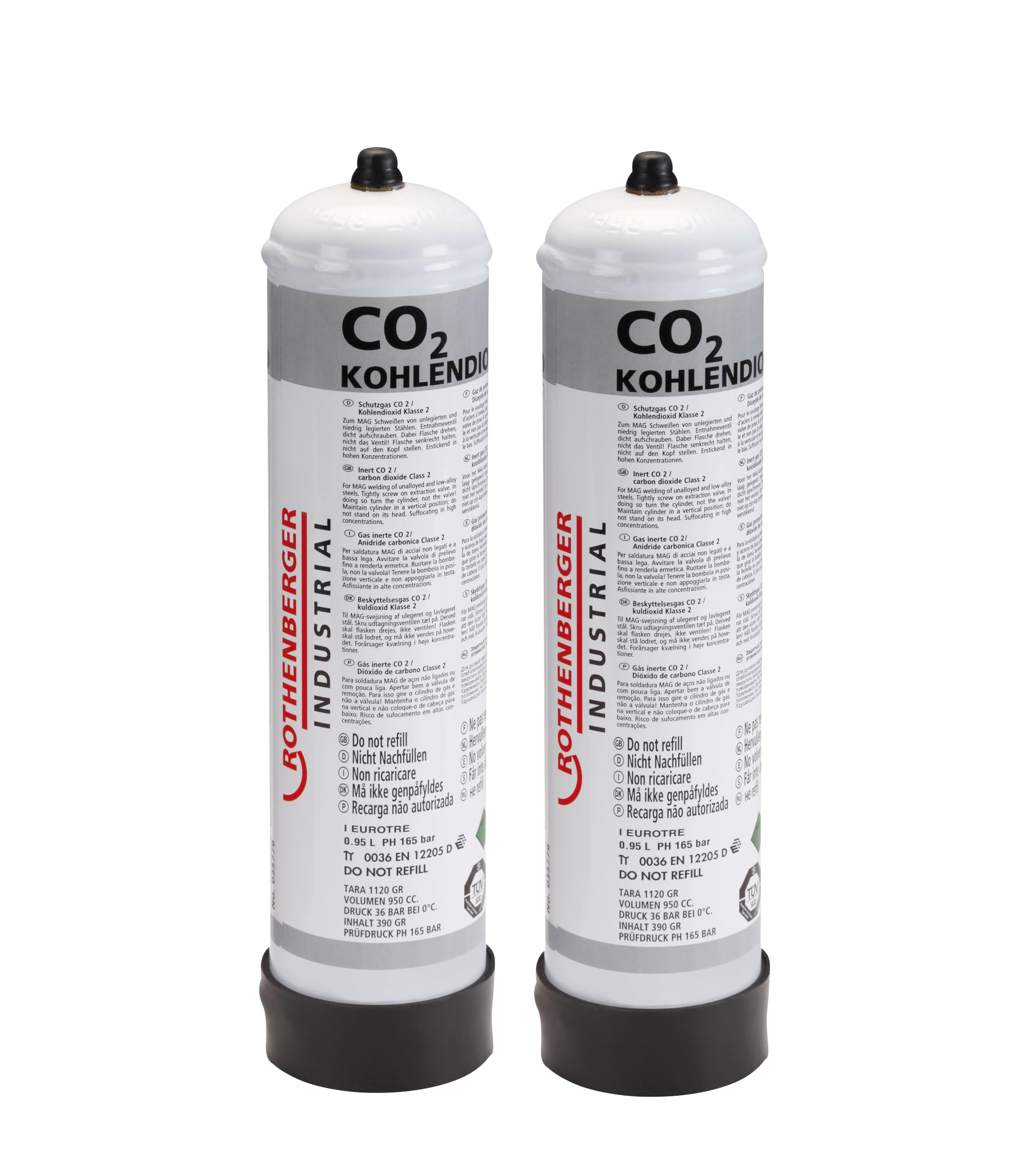 Rothenberger Industrial - CO2 Schutzgas-Stahl-Einwegflasche 950 ml, MAG-Schweißen