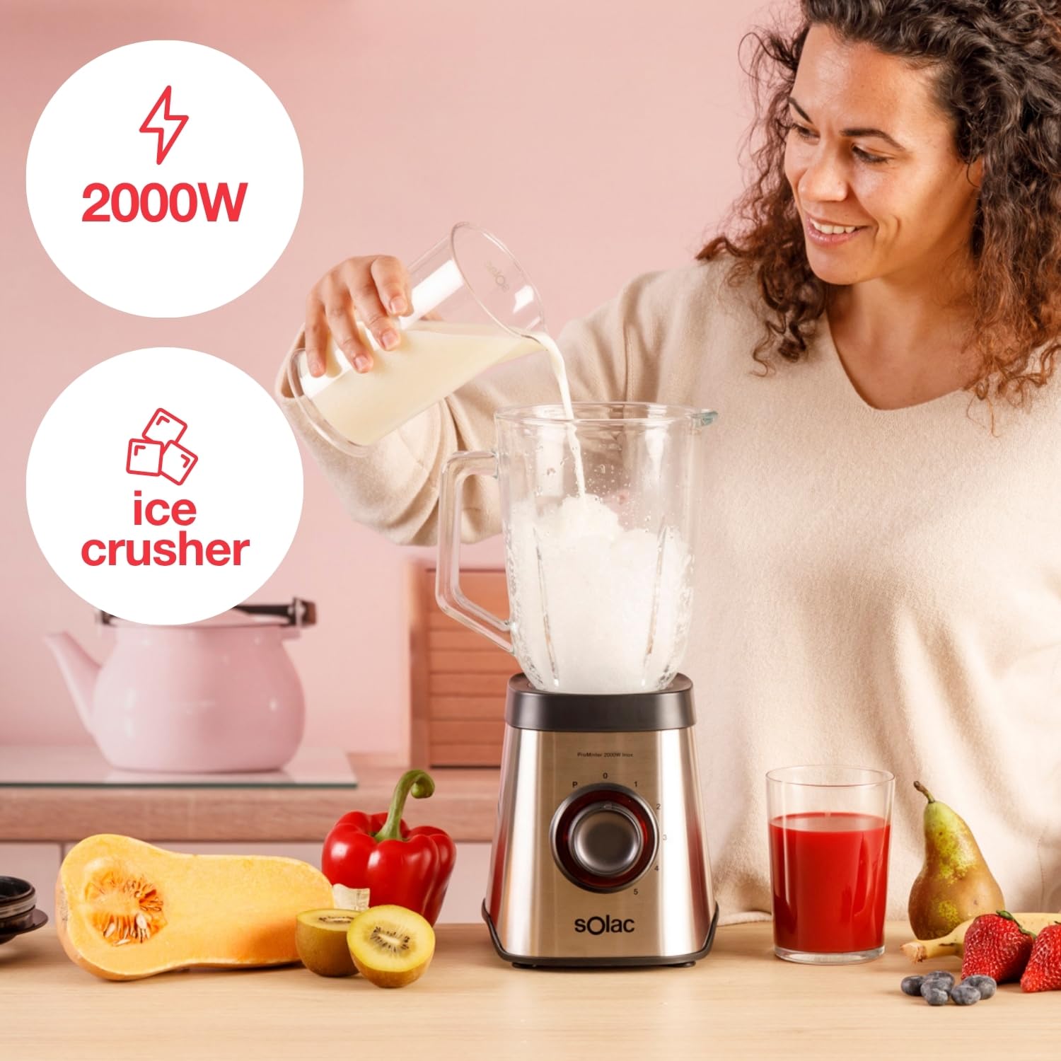 Solac BV5733 PRO Blender stołowy, przezroczysty, 2000 W, 1,75 l